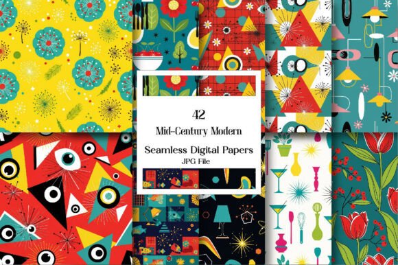 Download Mid-Century Modern Seamless Patterns - Modern Collection