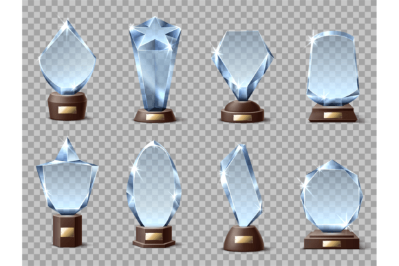 Download Realistic Glass Trophies. Modern Shapes - Modern Collection
