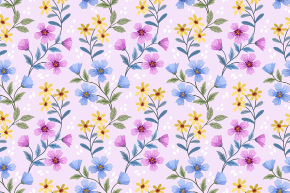 Download Pink Yellow and Blue Flower Pattern. - Ink Collection
