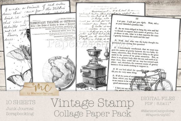 Download Vintage Stamp Collage Paper Template - Template Collection