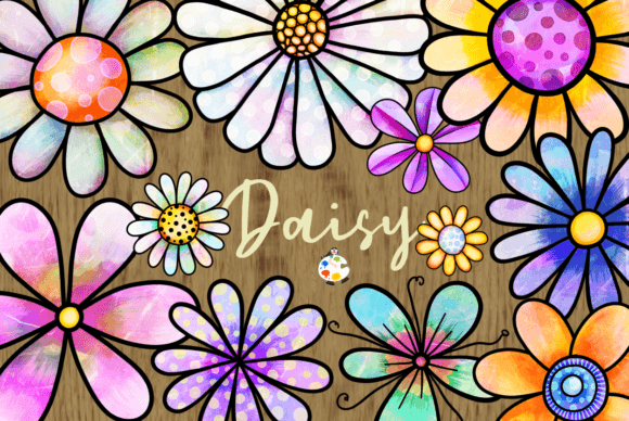 Download Daisy Flowers Watercolor Ink Doodle Art - Ink Collection