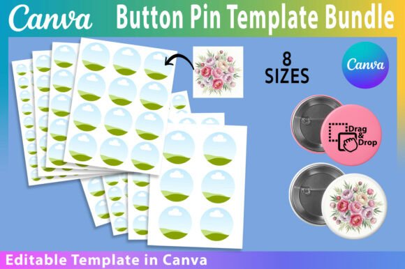Download Button Pin Template BUNDLE, Canva Frame - Premium Resources