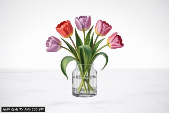 Download Tulip Flower Vase Clipart PNG Design - Flower vase clipart Collection