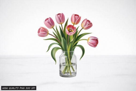 Download Tulip Flower Vase Clipart PNG Design - Flower vase clipart Collection