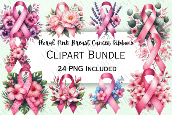 Download Floral Pink Breast Cancer Ribbon Clipart - Ink Collection