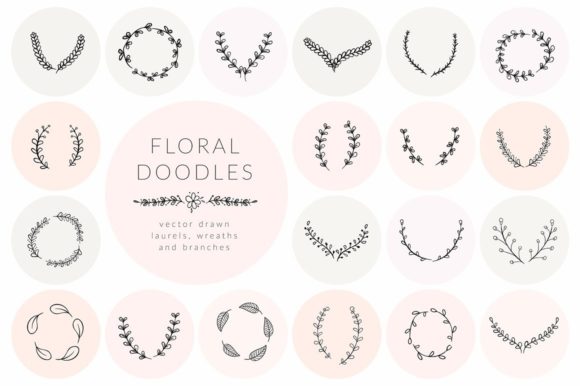 Download Hand Drawn Floral Doodles Vol.5. Wreaths - Hand drawn floral Collection
