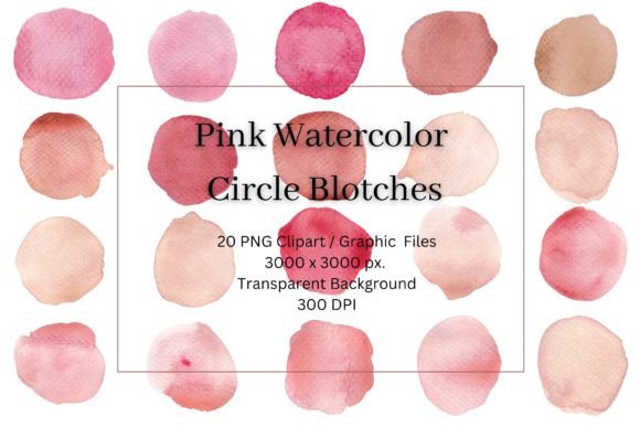Download 20 PINK WATERCOLOR CIRCLE BLOTCHES PNG - Ink Collection