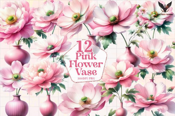 Download Pink Flower Vase Clipart PNG - Ink Collection