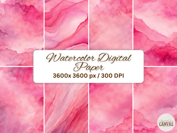 Download Pink Watercolor Digital Paper Set - Ink Collection