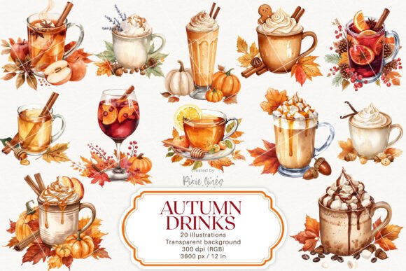 Download Cozy Autumn Drinks, Warm Fall Beverages - Ink Collection